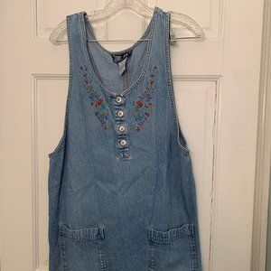Embroidered DenimMini Dress